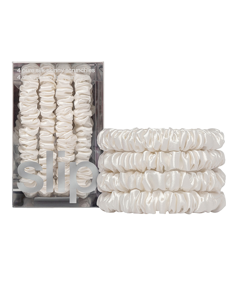 Image 1 of slip Skinny Scrunchies Set Of 4 in White