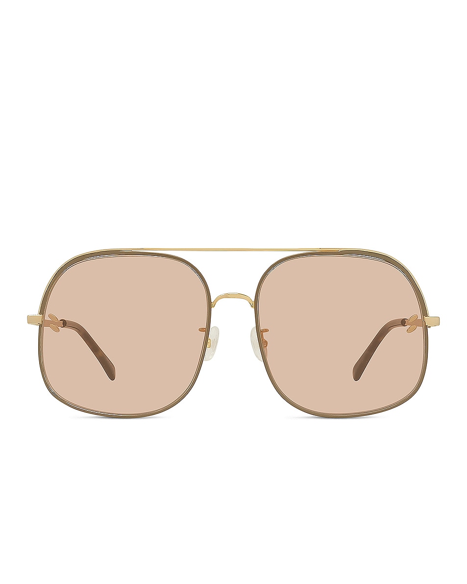 Image 1 of Stella McCartney Metal Shield Sunglasses in Shiny Endura Gold