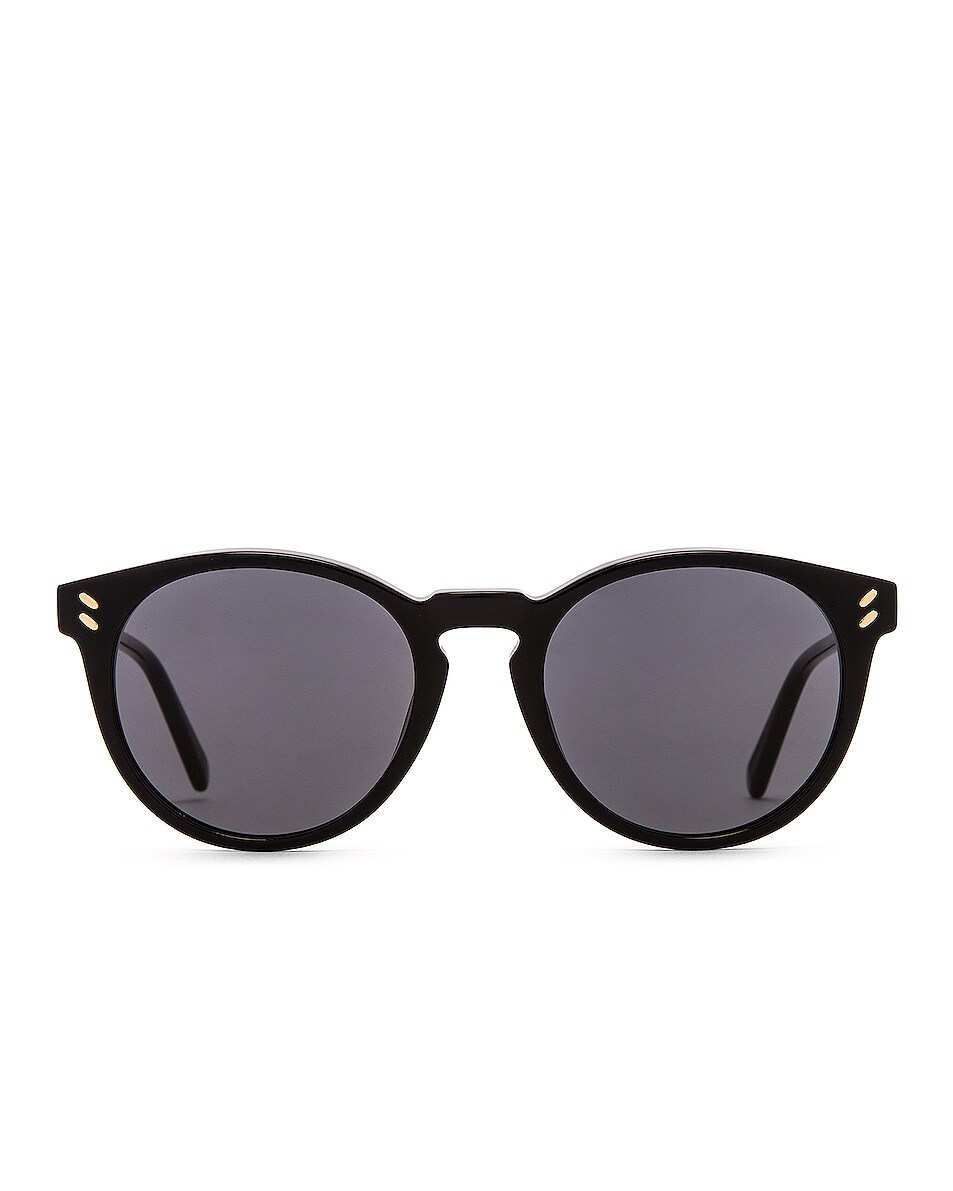 Image 1 of Stella McCartney Round Sunglasses in Shiny Black & Smoke