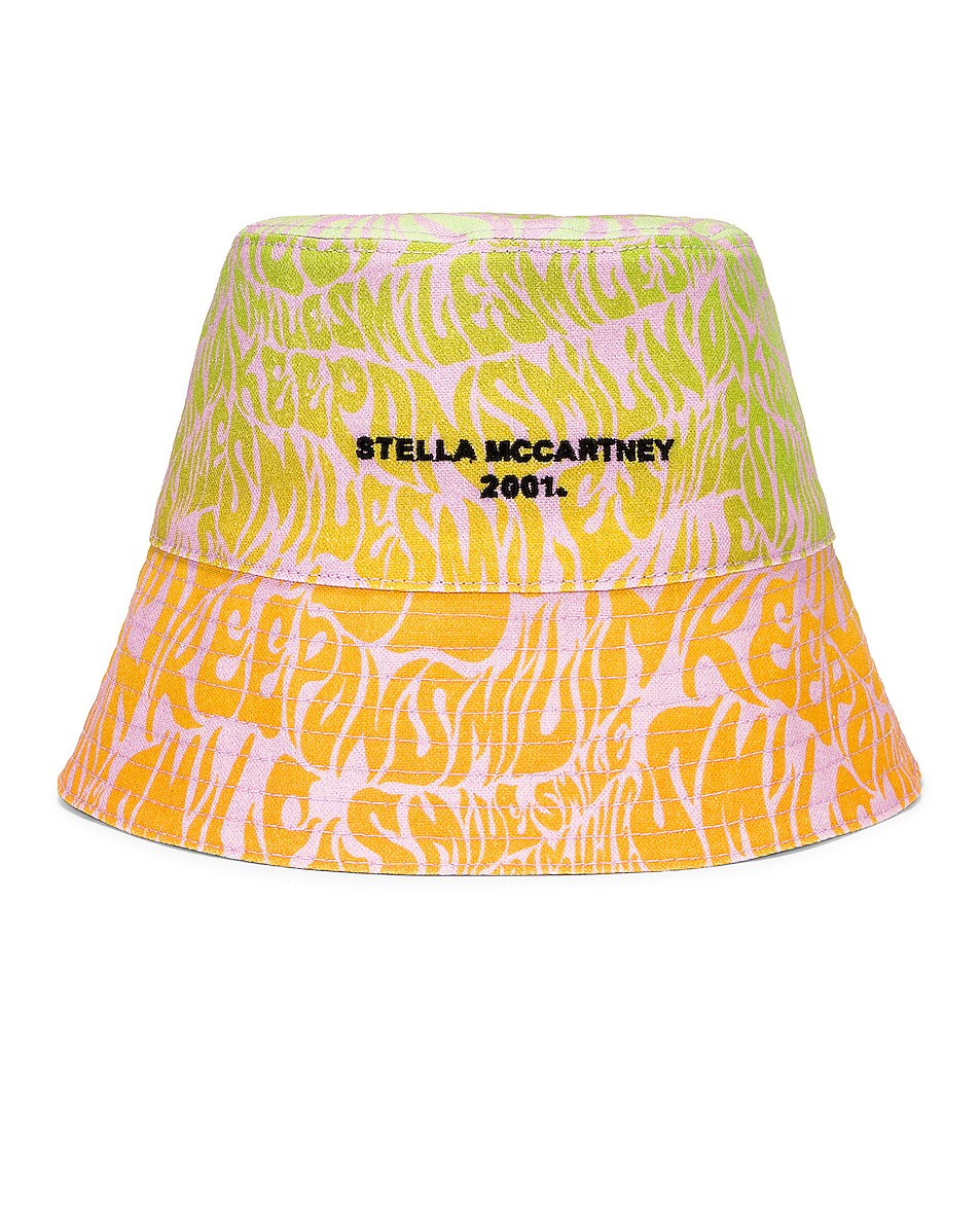 Image 1 of Stella McCartney Printed Cotton Hat in Pink & Orange
