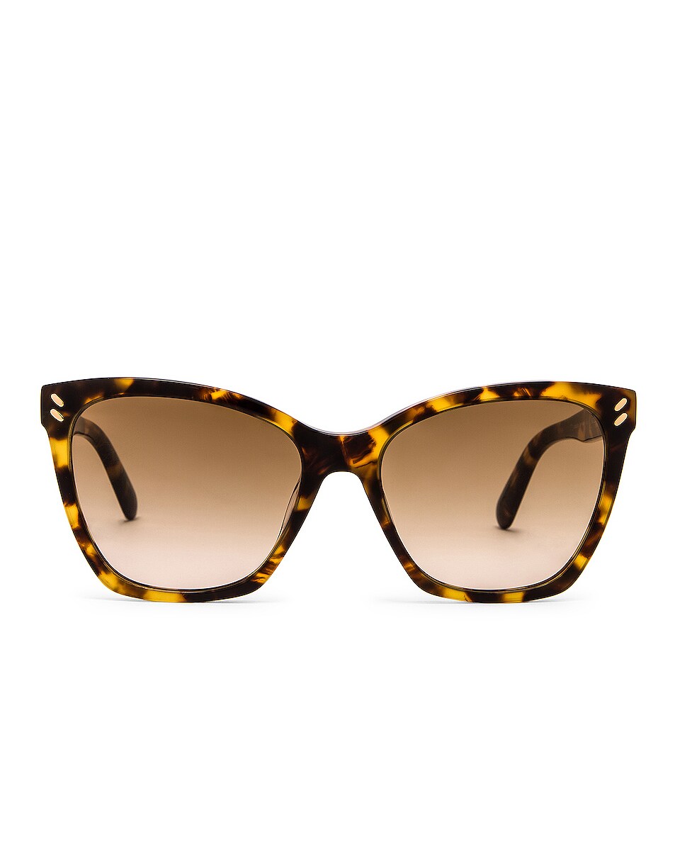 Image 1 of Stella McCartney Pin Square Sunglasses in Blonde Havana & Gradient Brown