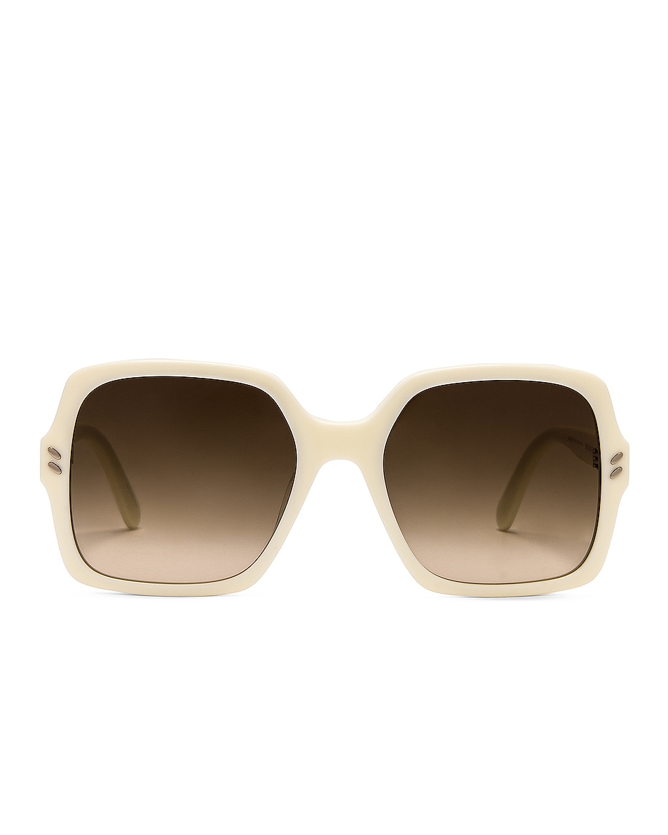 Image 1 of Stella McCartney Rectangle Sunglasses in Ivory & Gradient Brown