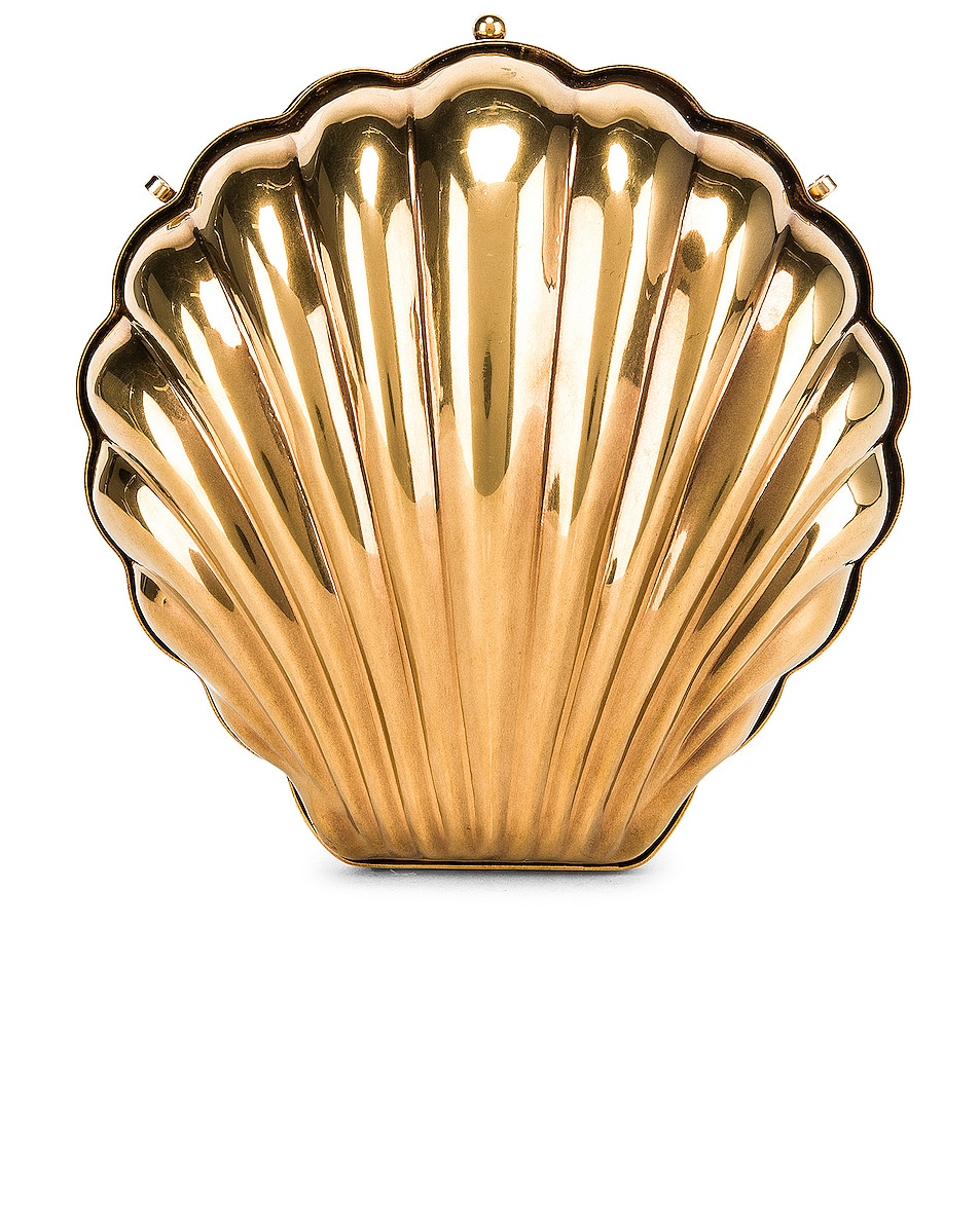 Image 1 of Stella McCartney Metal Brass Shell Clutch in Vintage Gold