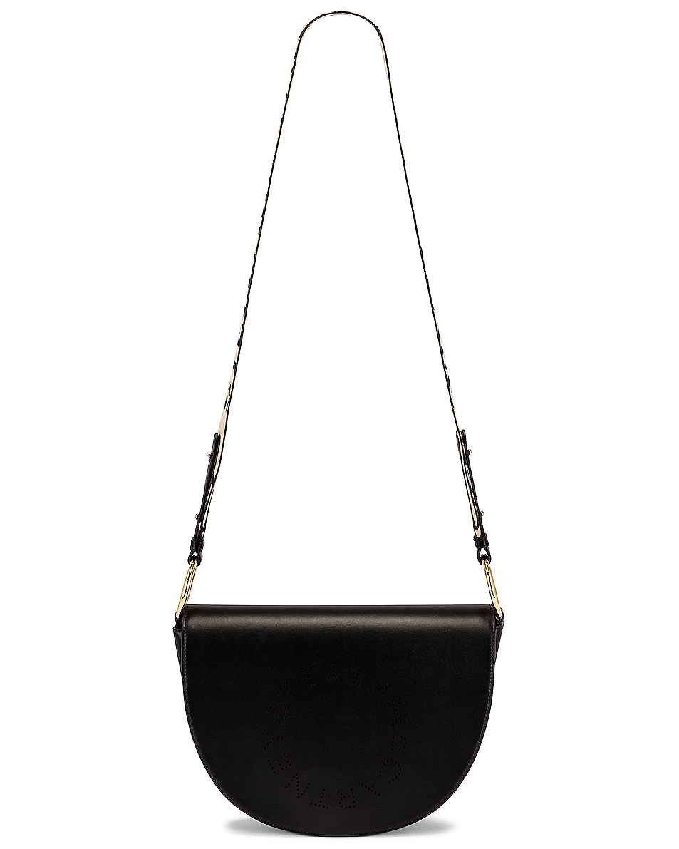 Image 1 of Stella McCartney Leather Flap Shoulder Bag in Black