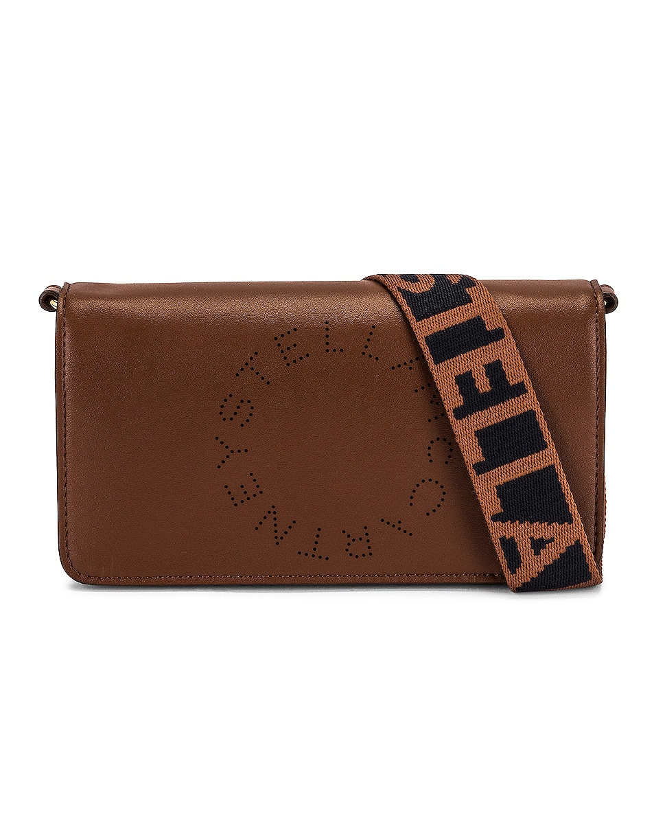 Image 1 of Stella McCartney Eco Soft Logo Wallet on Strap Bag in Cinnamon
