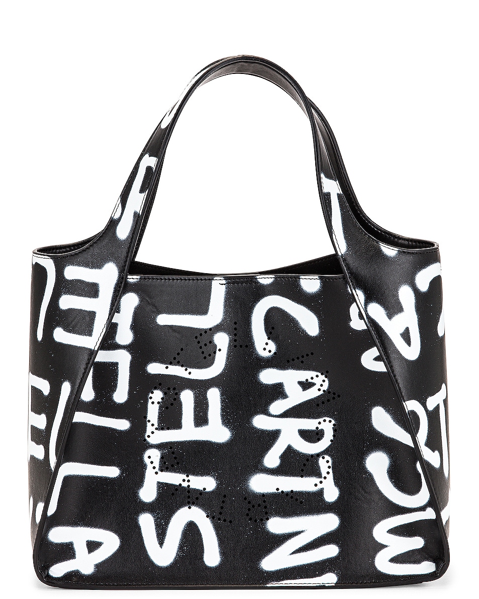 Image 1 of Stella McCartney Logo Graffiti Tote Bag in Black