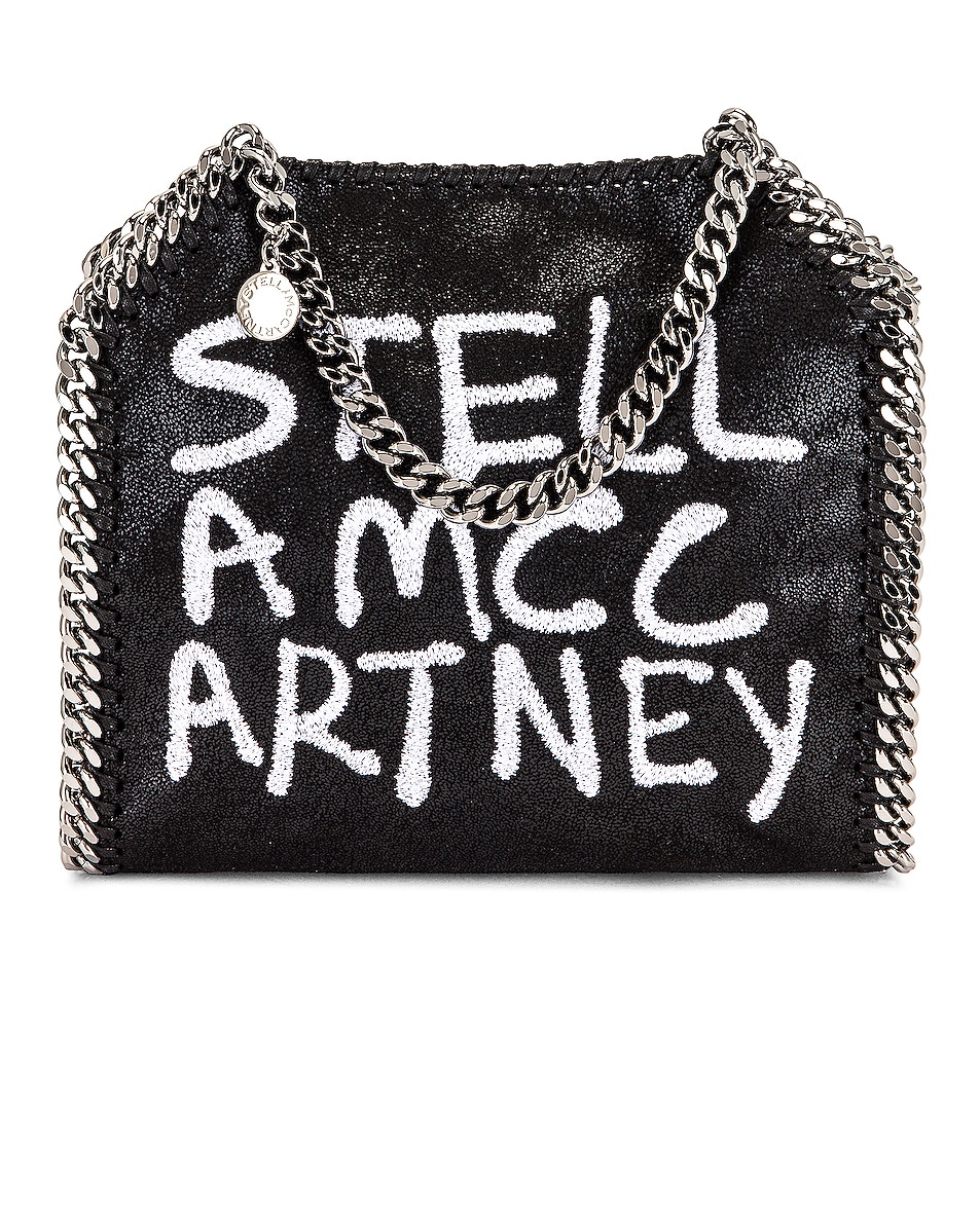 Image 1 of Stella McCartney Mini Falabella Graffiti Tote Bag in Black