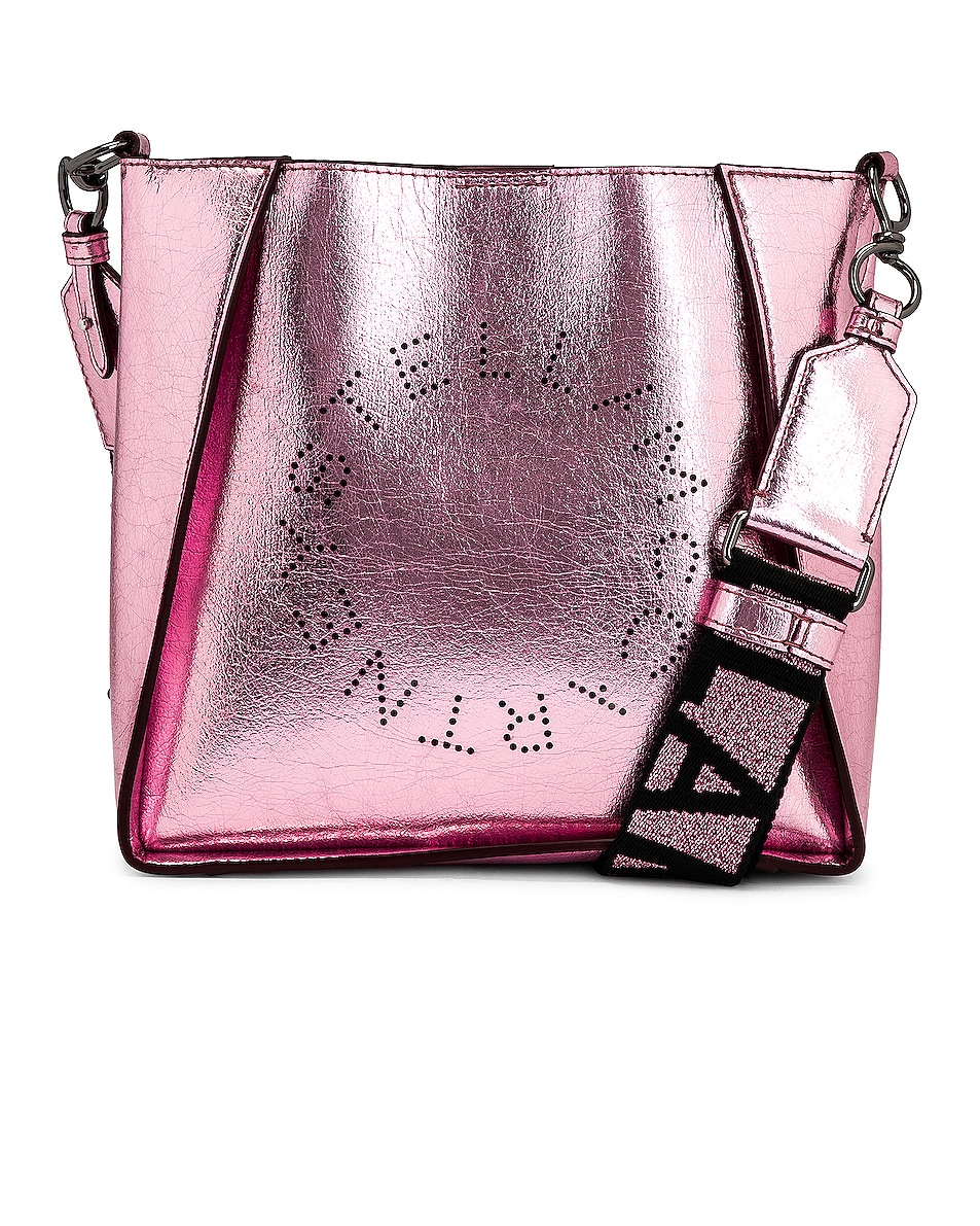 Image 1 of Stella McCartney Mini Metallic Logo Crossbody Bag in Pink