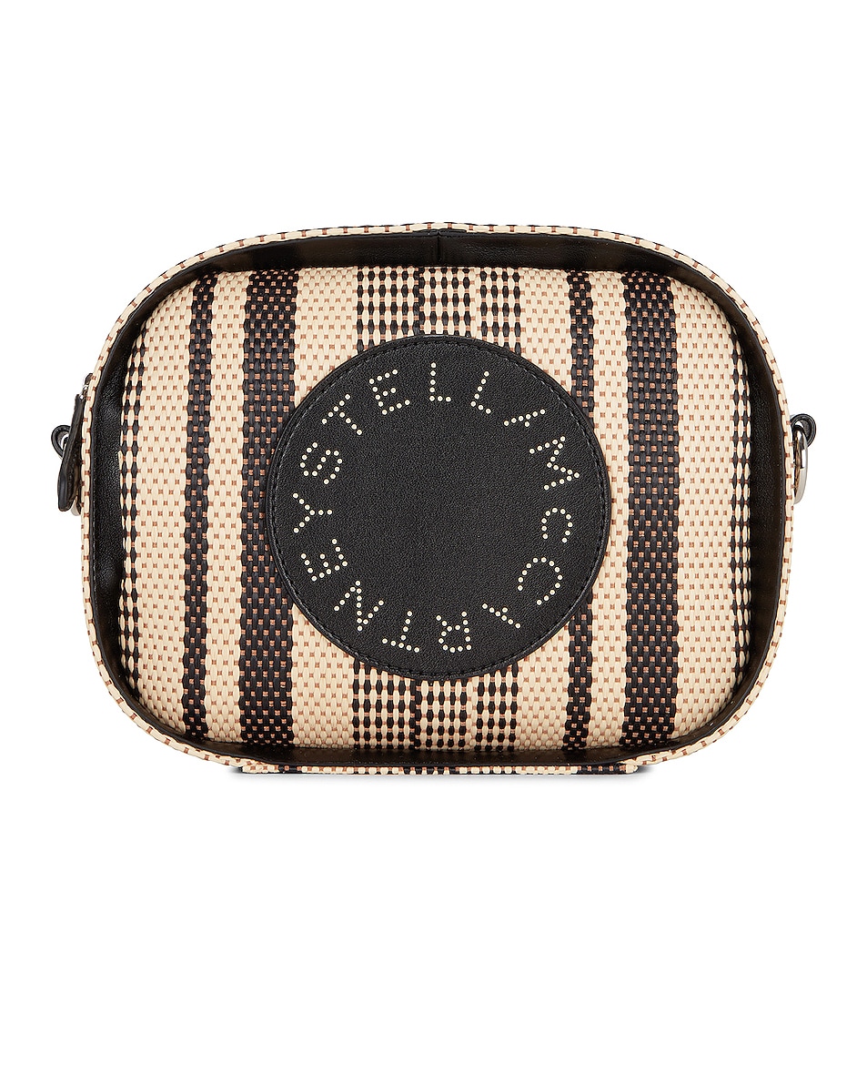 Image 1 of Stella McCartney Small Raffia Striped Camera Bag in Black