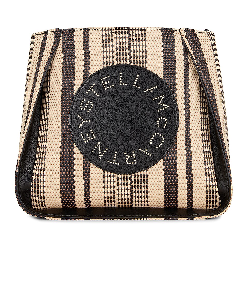 Image 1 of Stella McCartney Mini Raffia Striped Crossbody Bag in Black