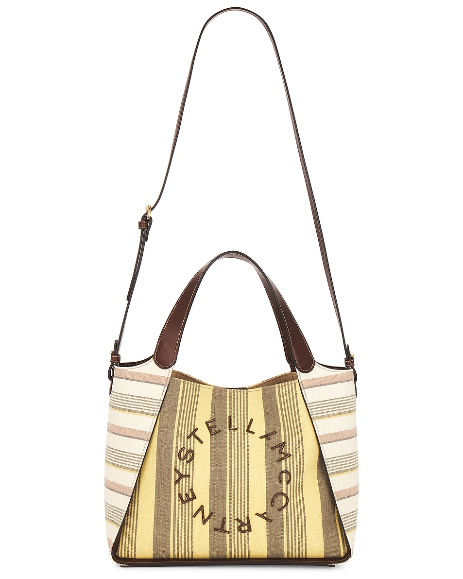 Image 1 of Stella McCartney Eco Embroidered Mesh Crossbody Bag in Yellow & Taupe