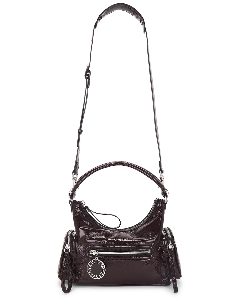 Image 1 of Stella McCartney Cracked Patent Alter Mat Pony Small Shoulder Bag in Shiraz