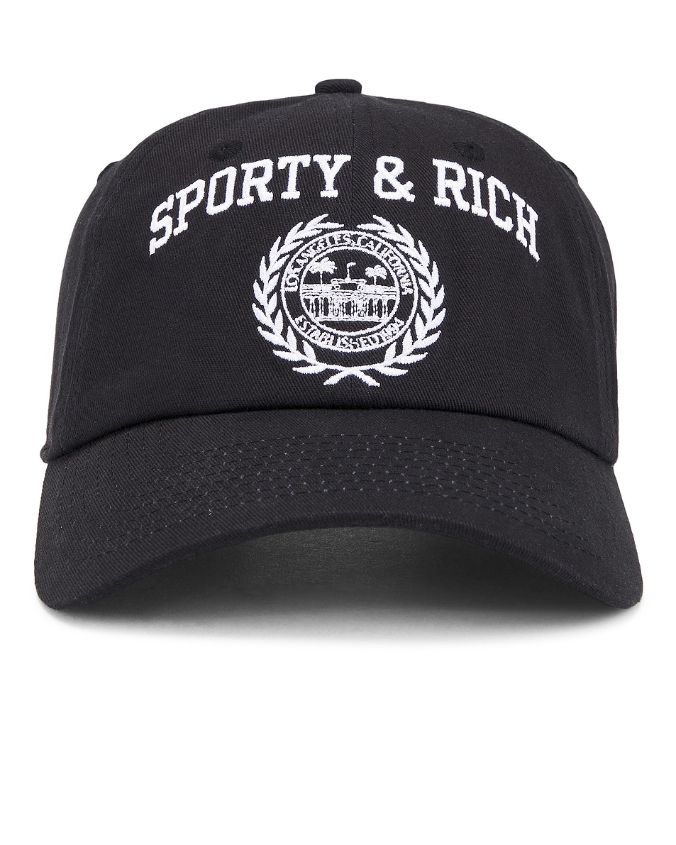 Image 1 of Sporty & Rich Varsity Crest Embroidered Hat in Faded Black