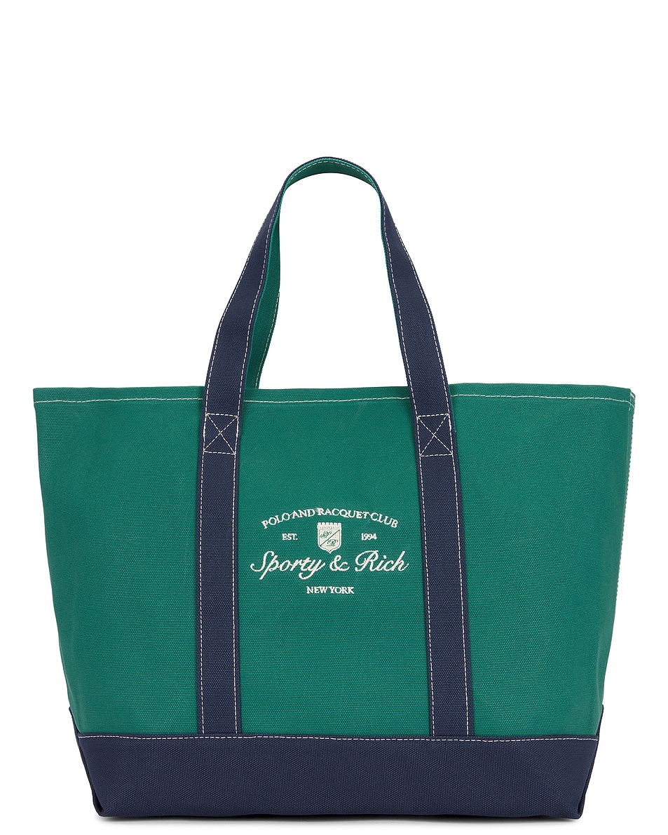 Image 1 of Sporty & Rich Syracuse Two Tone Tote Bag in Dark Navy & Alpine