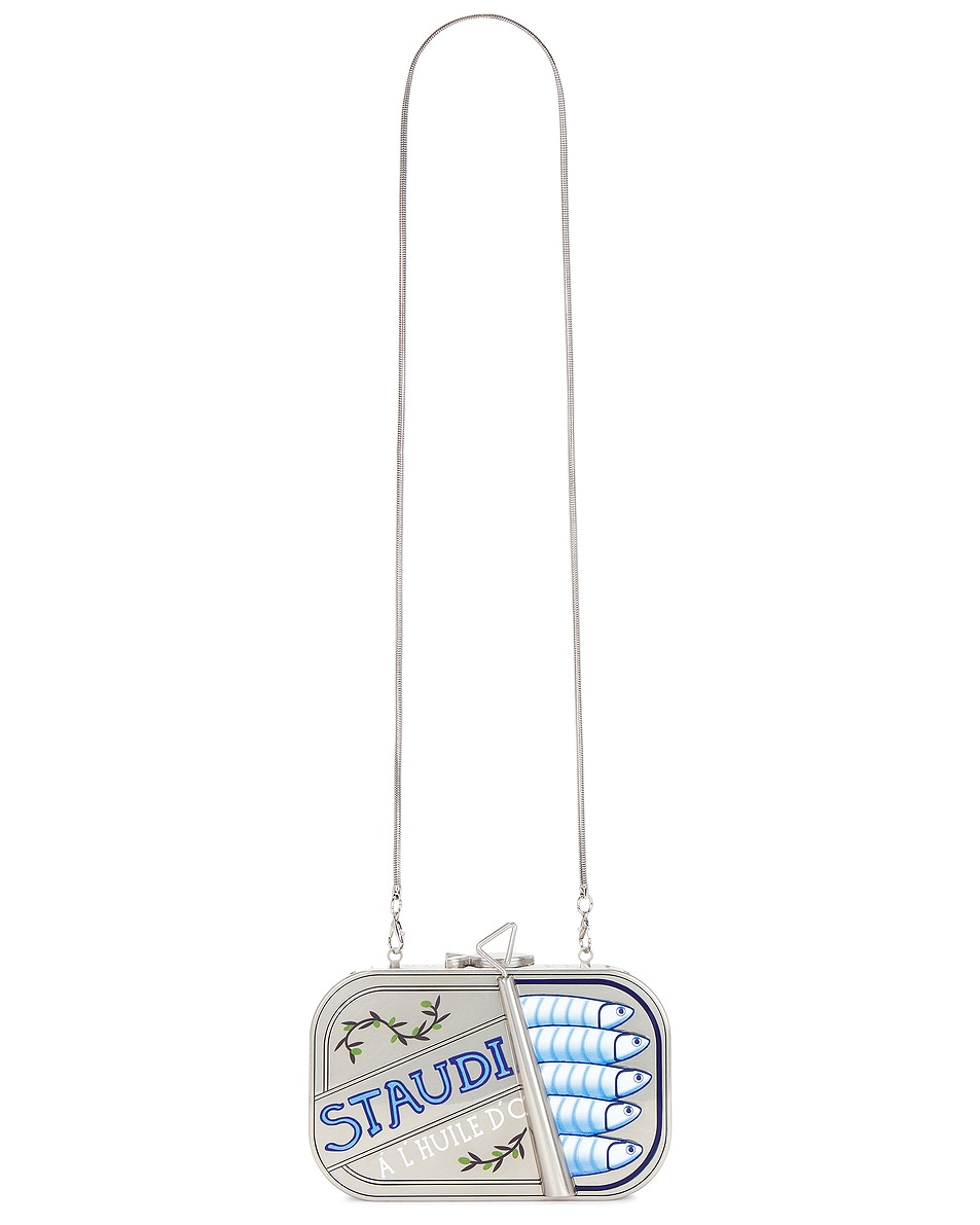 Image 1 of Staud Staudines Tin Clutch in Silver Multi