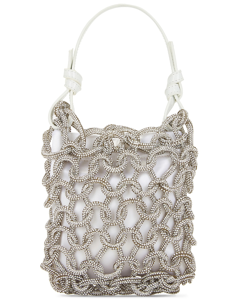 Image 1 of Staud Tini Crystal Bag in Rhinestone & White