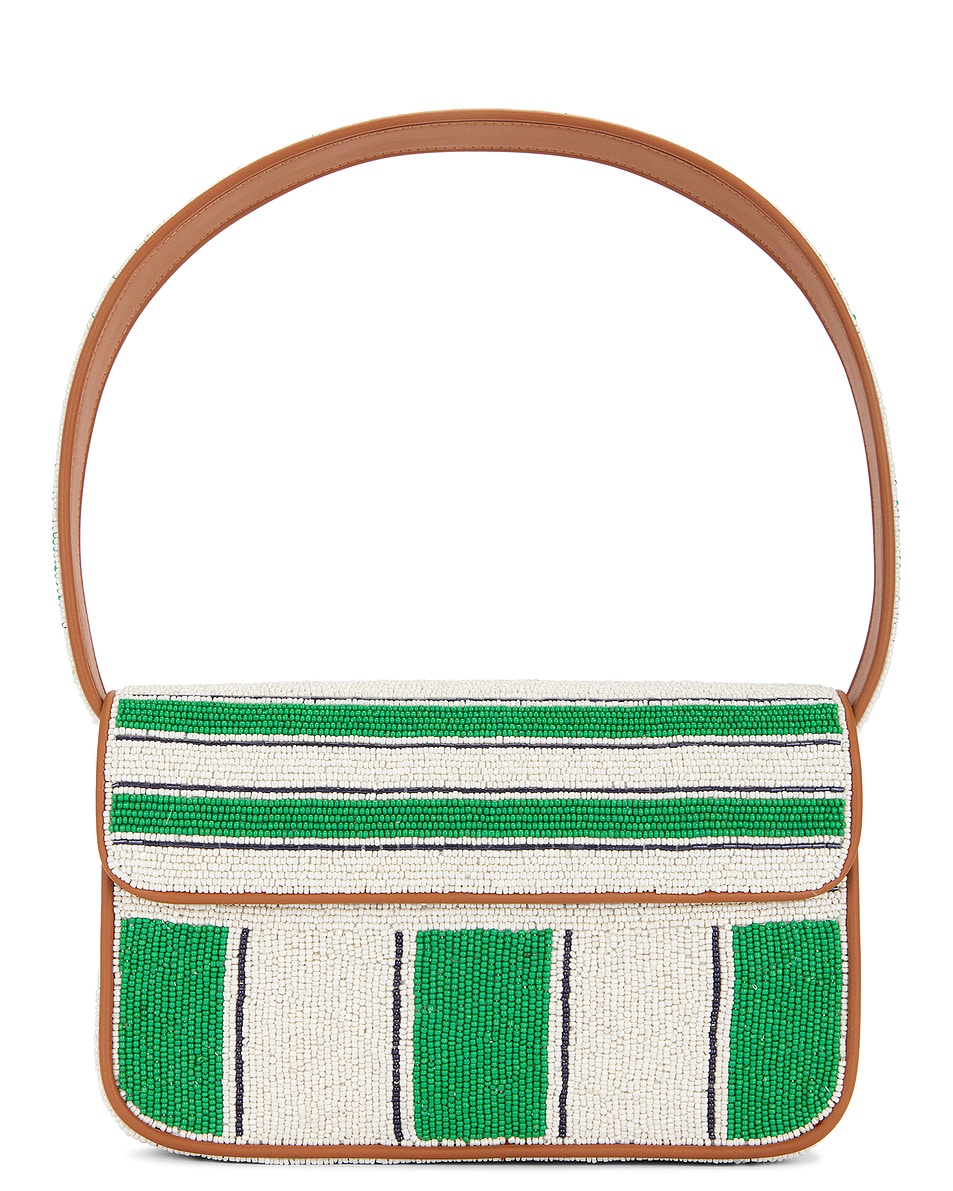 Image 1 of Staud Tommy Beaded Bag in Bungalow Stripe