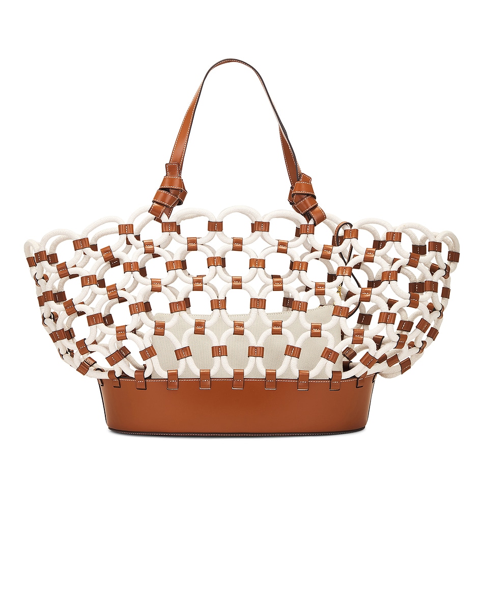 Image 1 of Staud Squillo Rope Tote Bag in Paper & Tan