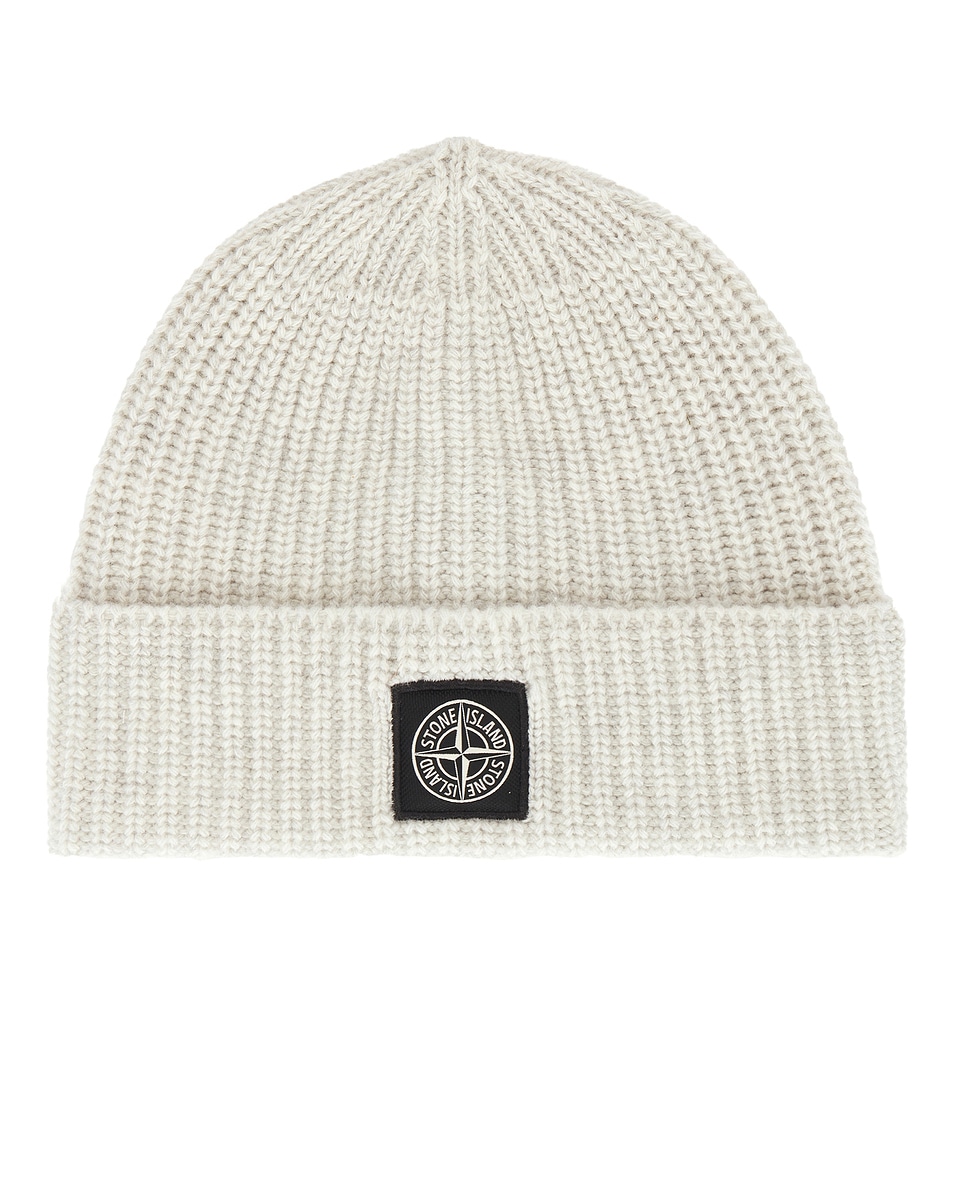 Image 1 of Stone Island Beanie in Melange Pearl Grey