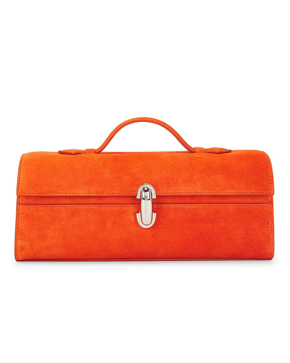 Image 1 of Savette Slim Symmetry Pochette Bag in Tangerine