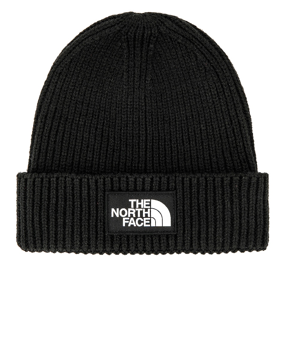 Image 1 of The North Face TNF Logo Box Cuffed Beanie in Black