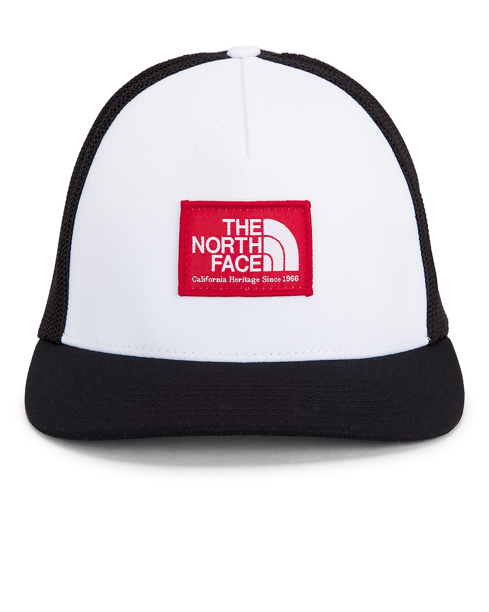 Image 1 of The North Face Keep It Patched Trucker Hat in TNF Black & Horizon Red