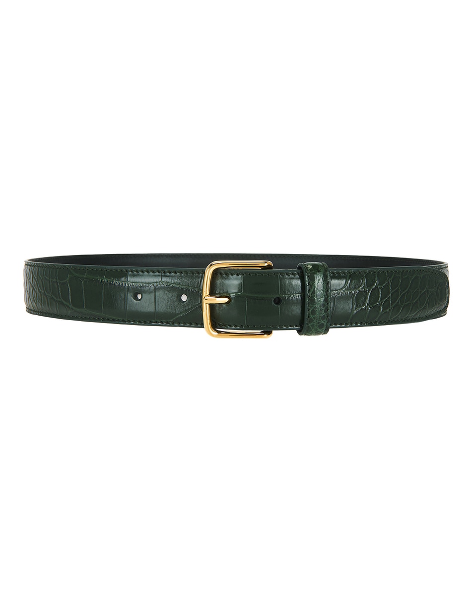Image 1 of The Row Alligator Classic Belt in Hunter Green Shg