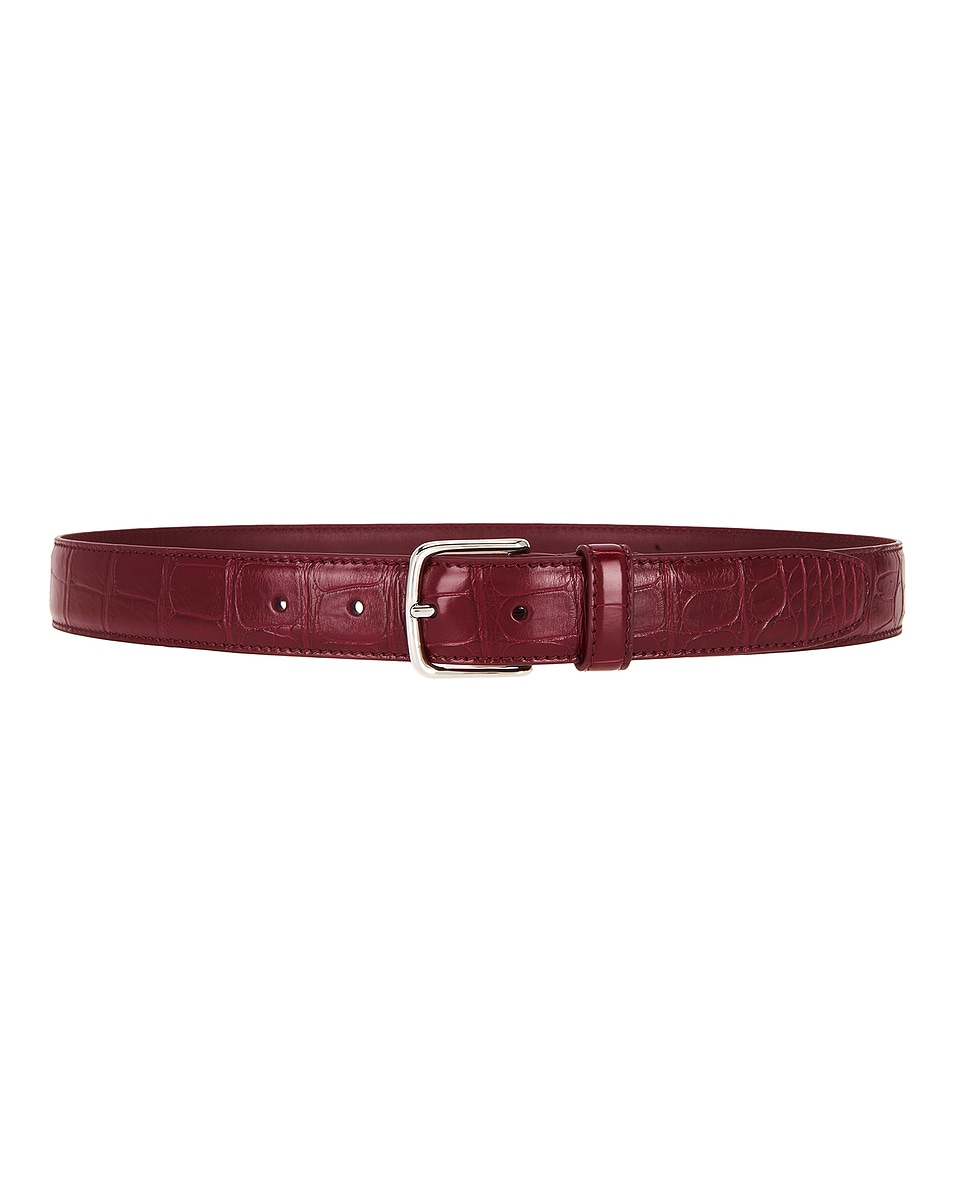 Image 1 of The Row Alligator Classic Belt in Pomegranate Pld