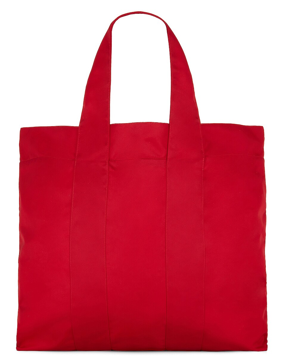 Image 1 of The Row Nylon Shopper Bag in Bright Cherry & Ivory