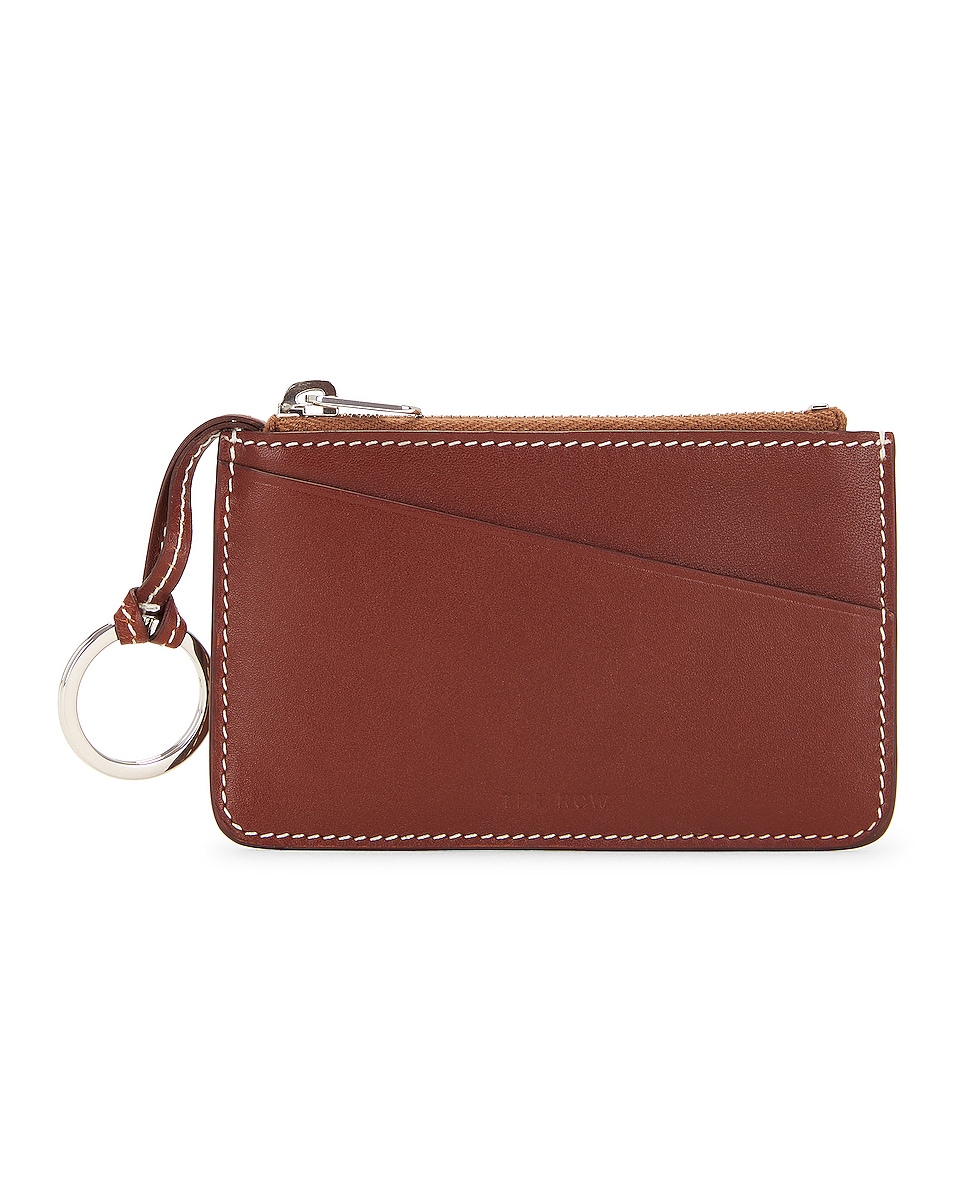 Image 1 of The Row Zipped Keychain Pouch in Cherry Wood PLD
