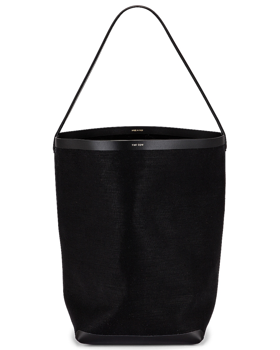Image 1 of The Row N/S Canvas and Leather Park Tote in Black & Black