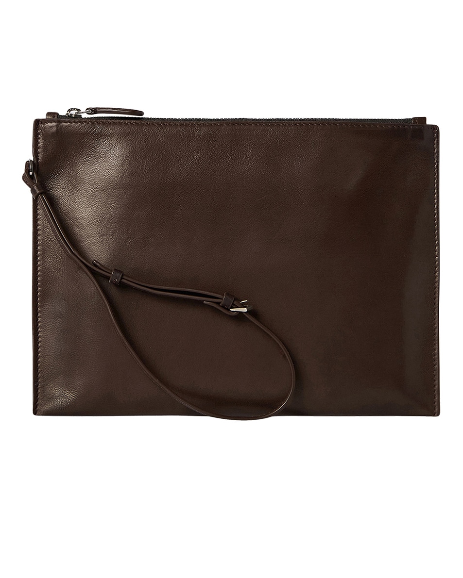 Image 1 of The Row Wristlet Pouch in Brown Melange ANS