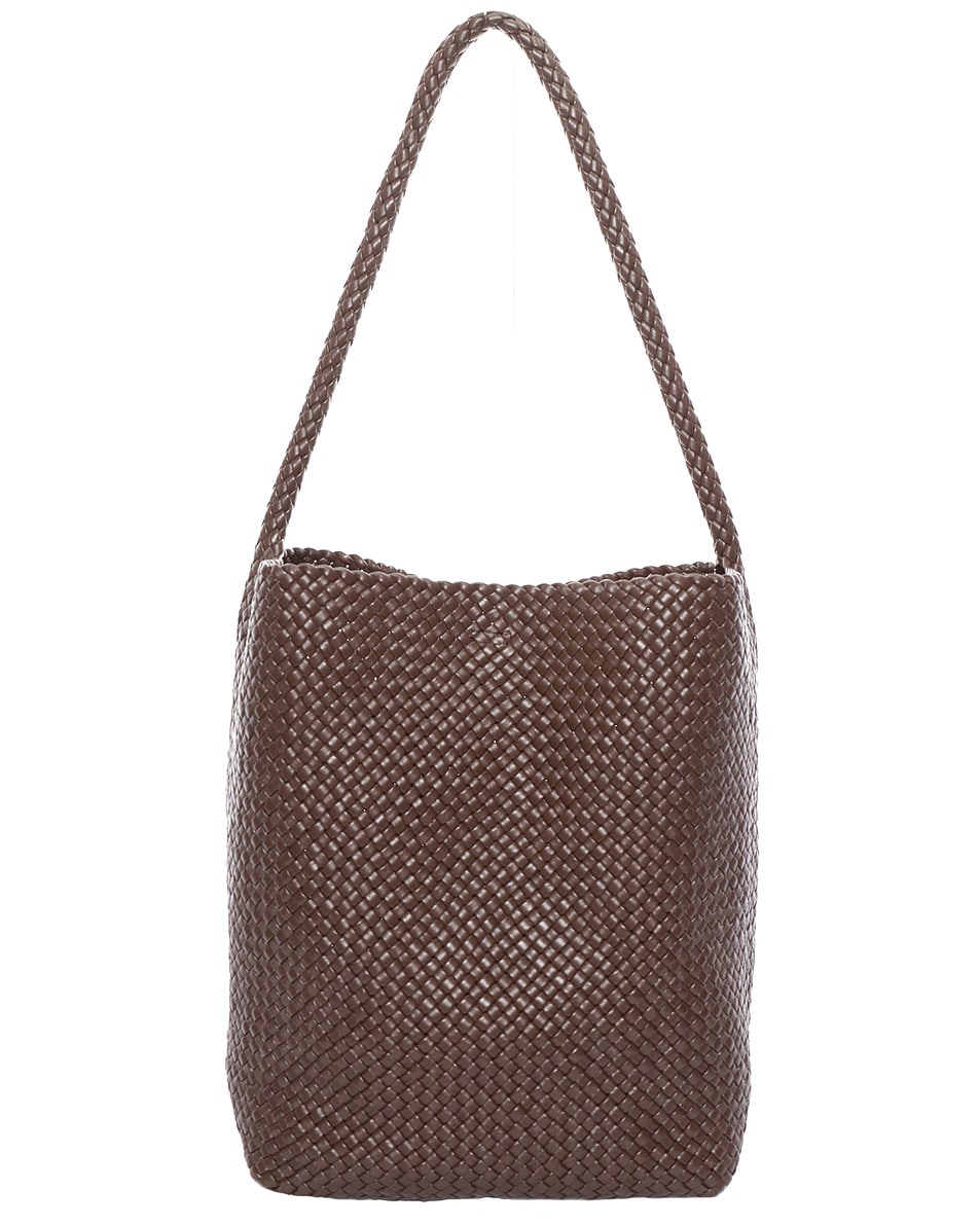 Image 1 of The Row Medium Woven North South Tote Bag in Dark Brown ANG