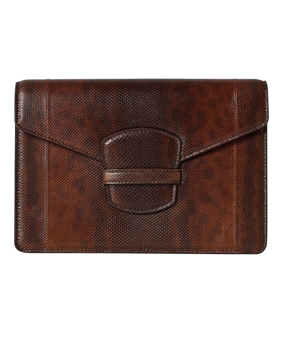 Image 1 of The Row Karung Flap Clutch in Burnt Orange ANG