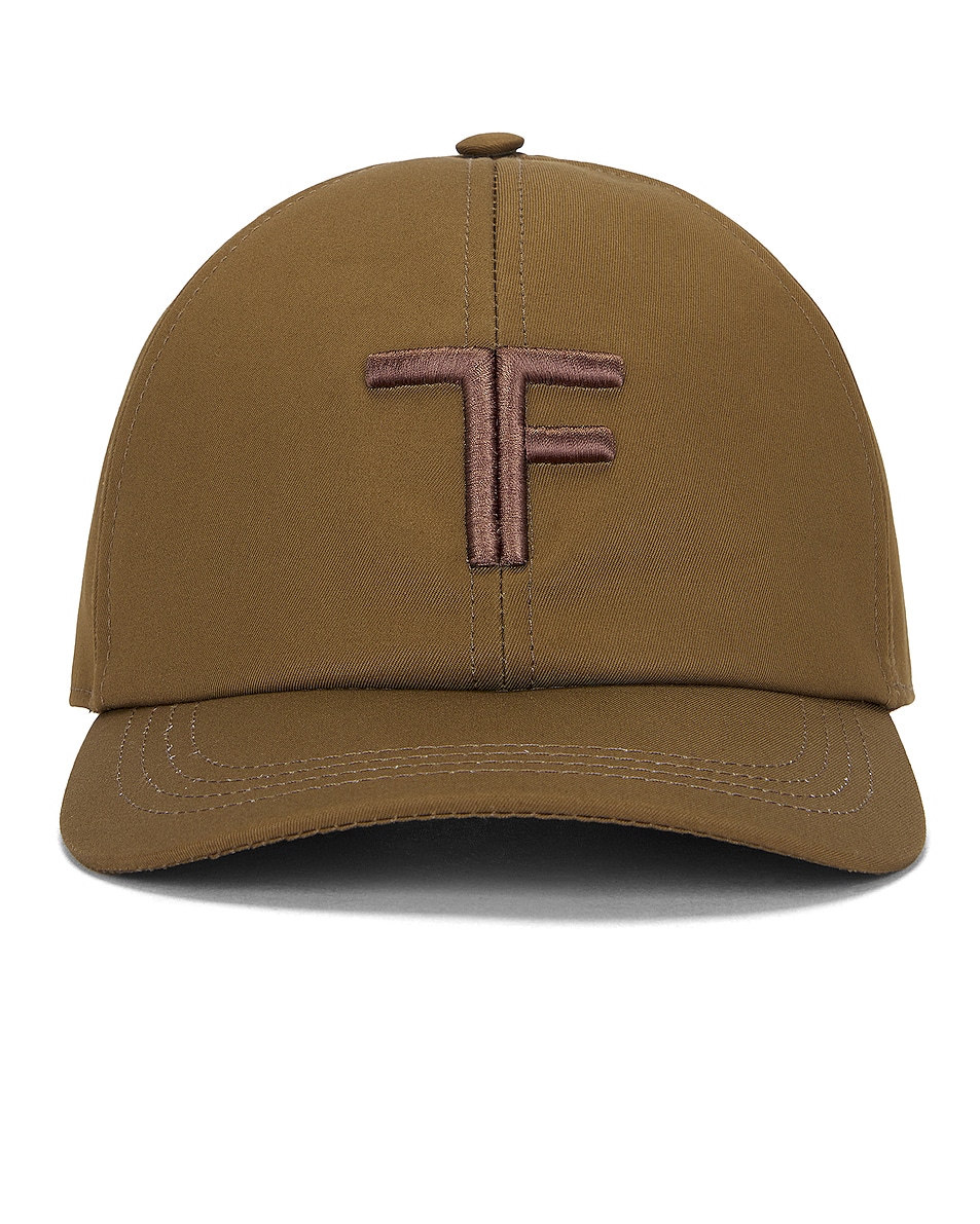 Image 1 of TOM FORD Canvas & Leather Cap in Olive Brown