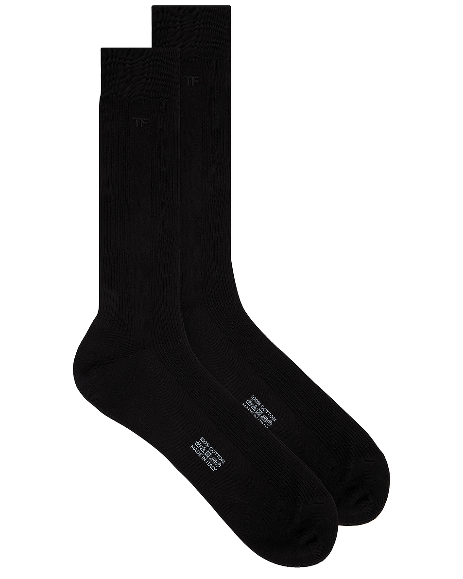 Image 1 of TOM FORD Embroidery Rib Socks in Black