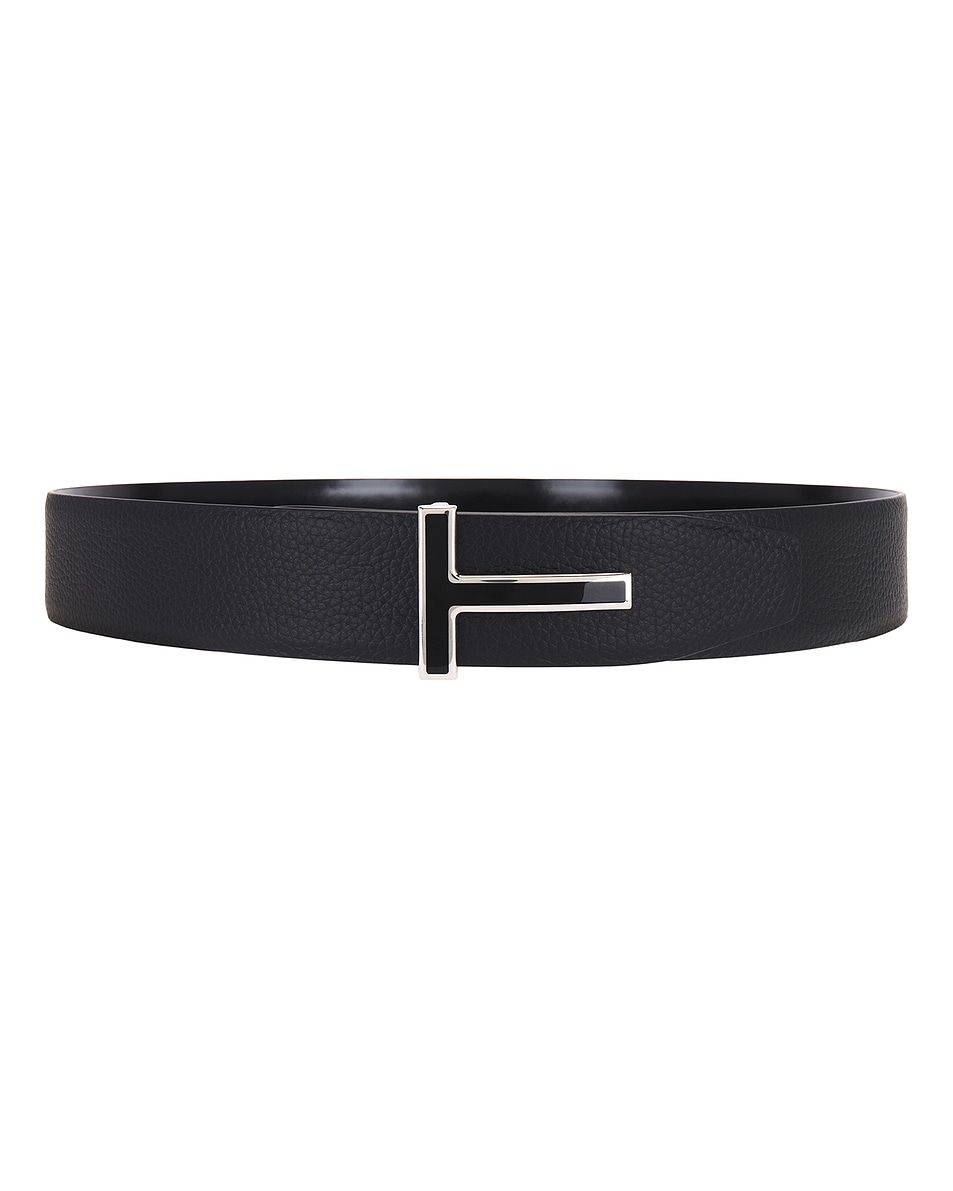Image 1 of TOM FORD Shiny Smooth Calf Reversible T Belt 40 Mm in Black