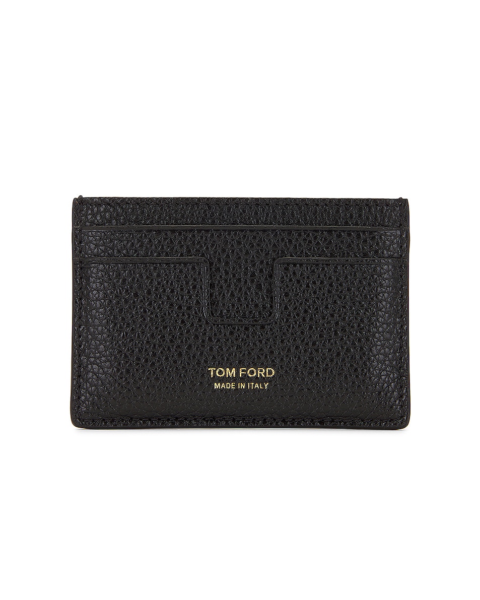 Image 1 of TOM FORD Soft Grain Leather T Line Classic Card Holder in Black