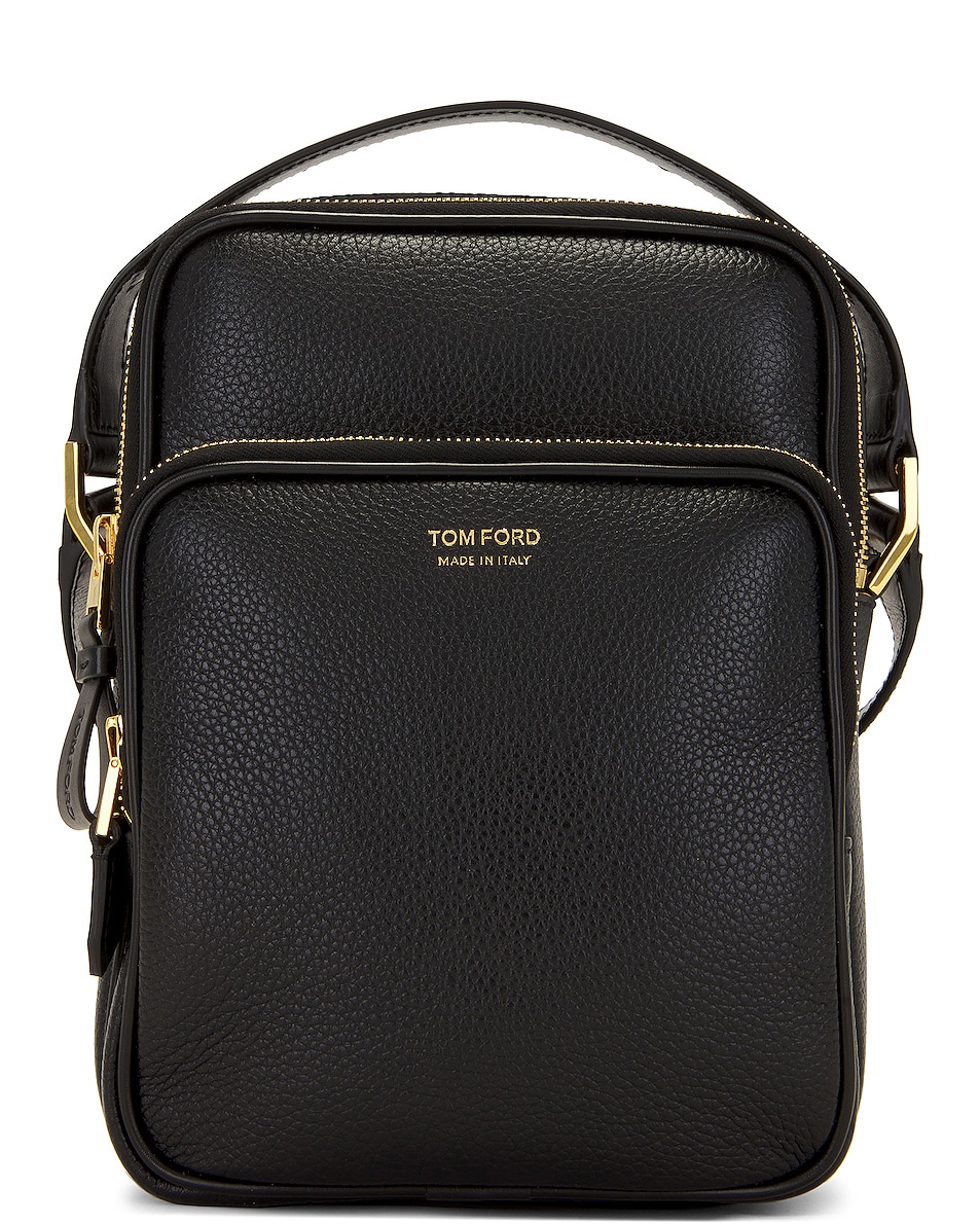 Image 1 of TOM FORD Soft Grain Leather Smooth Calf Leather Small Double Zip Messenger in Black