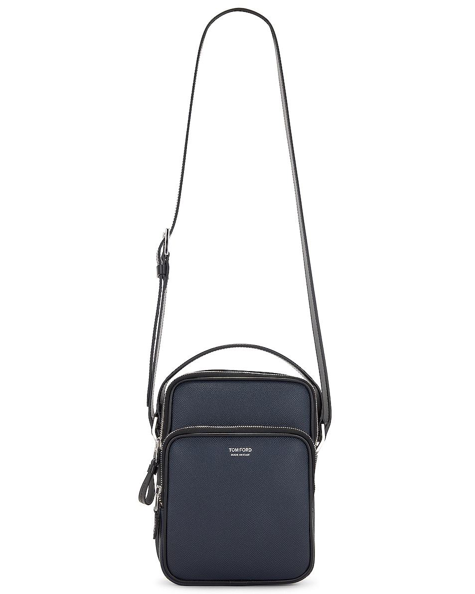Image 1 of TOM FORD Double Zip Messenger Bag in Midnight Blue & Black