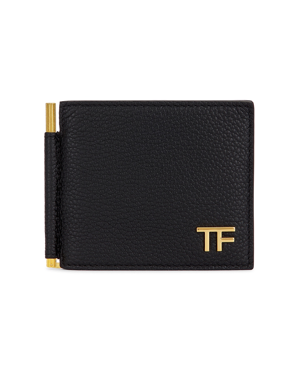 Image 1 of TOM FORD Soft Grain Leather T Line Money Clip Wallet in Black