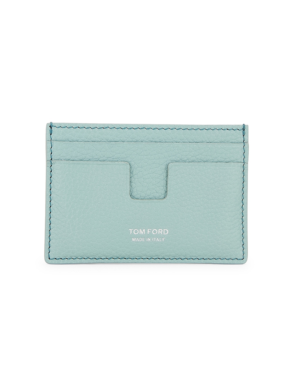 Image 1 of TOM FORD Soft Grain Leather T Line Cardholder in Nile Blue