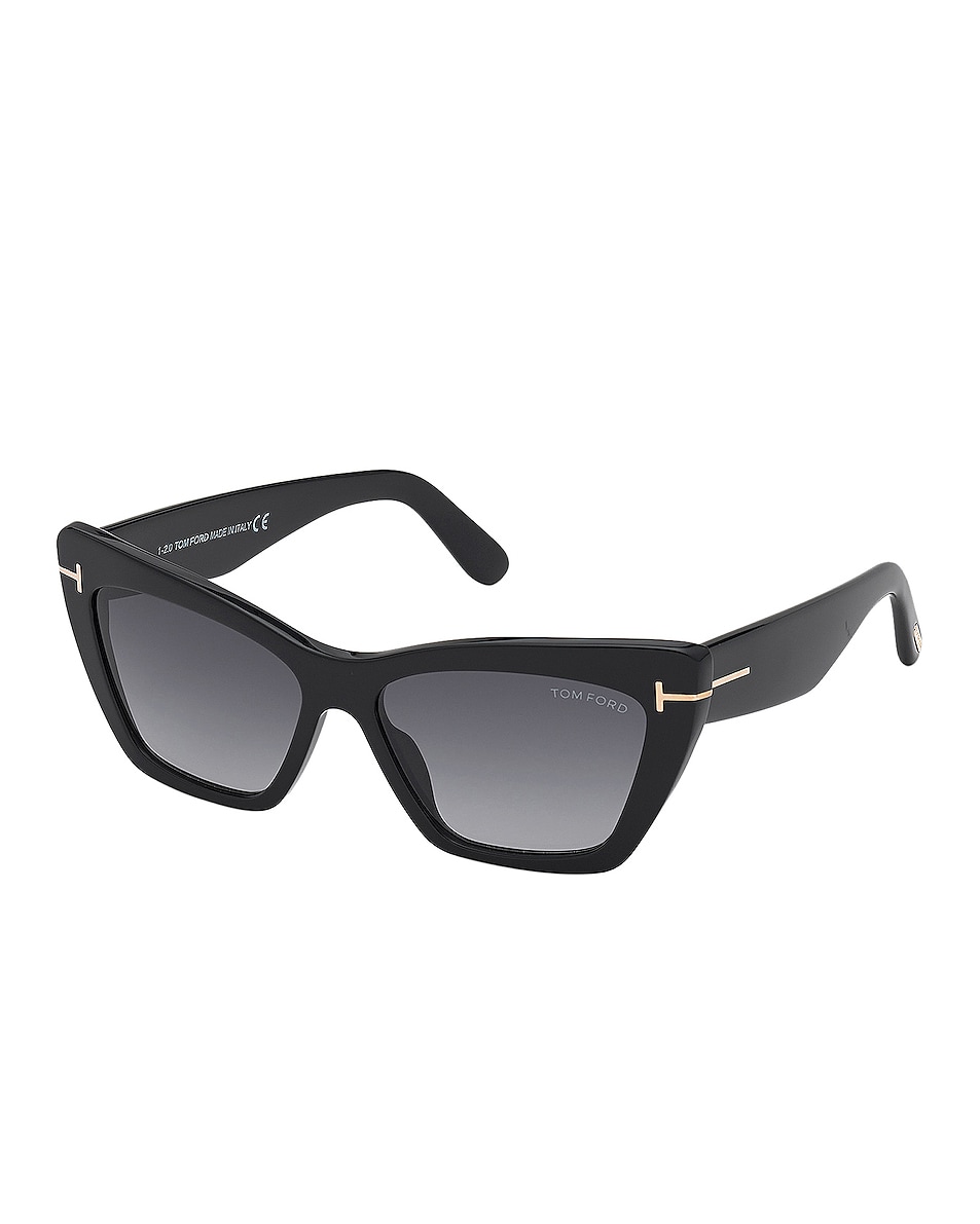 Image 1 of TOM FORD Wyatt Sunglasses in Shiny Black & Gradient Smoke Lens