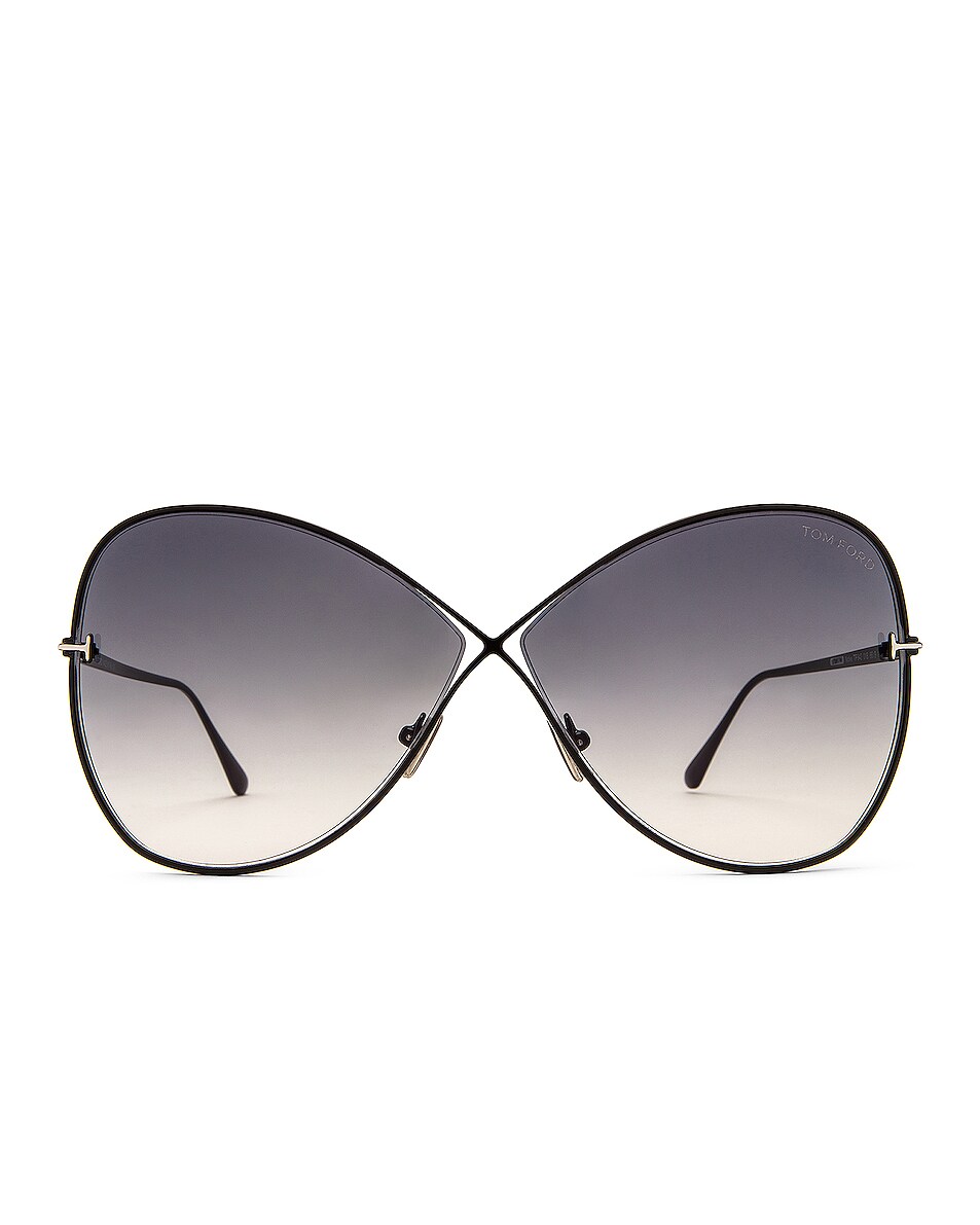 Image 1 of TOM FORD Nickie Sunglasses in Shiny Black & Gradient Smoke Lens