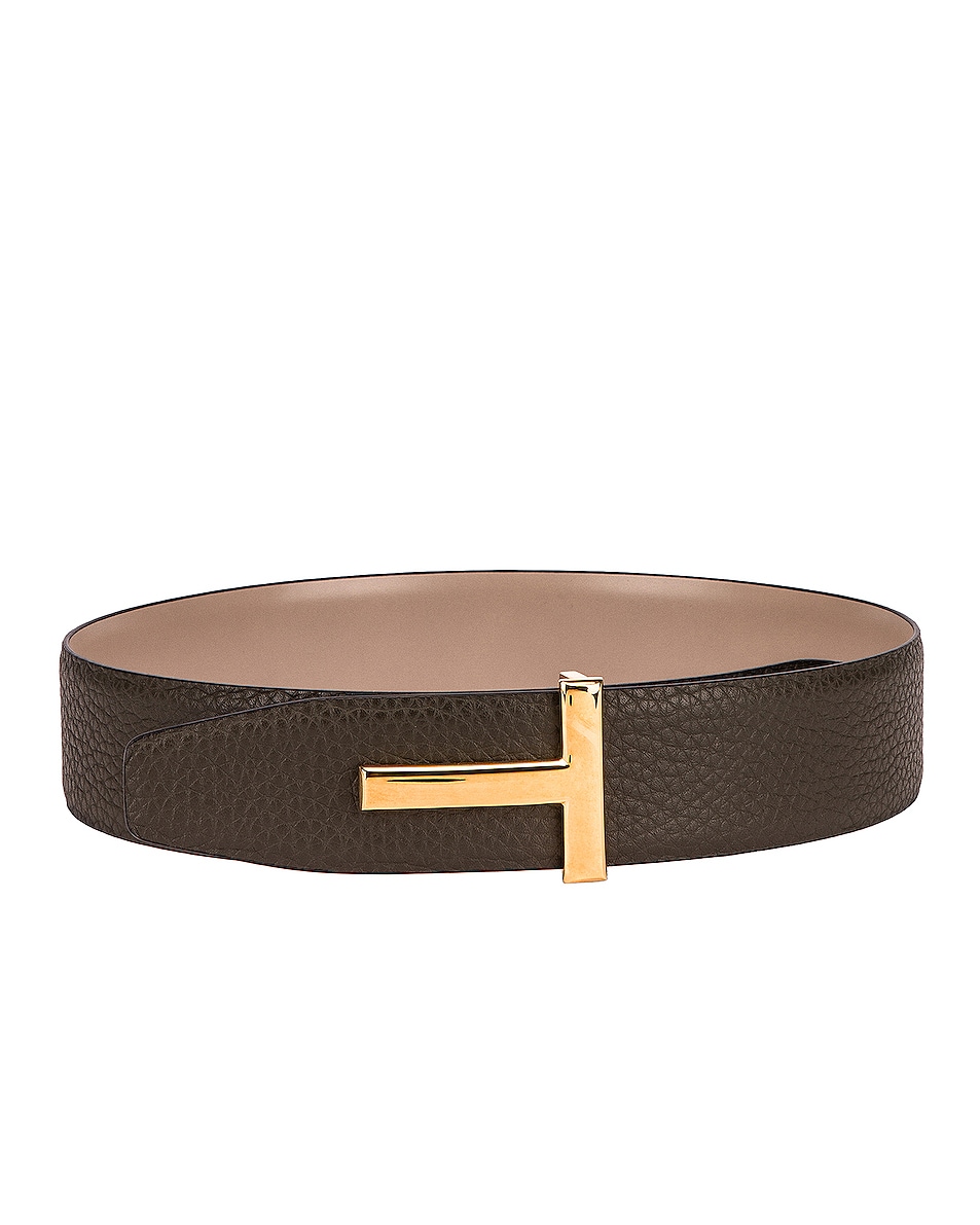 Image 1 of TOM FORD Reversible T Belt in Olive & Silk Taupe