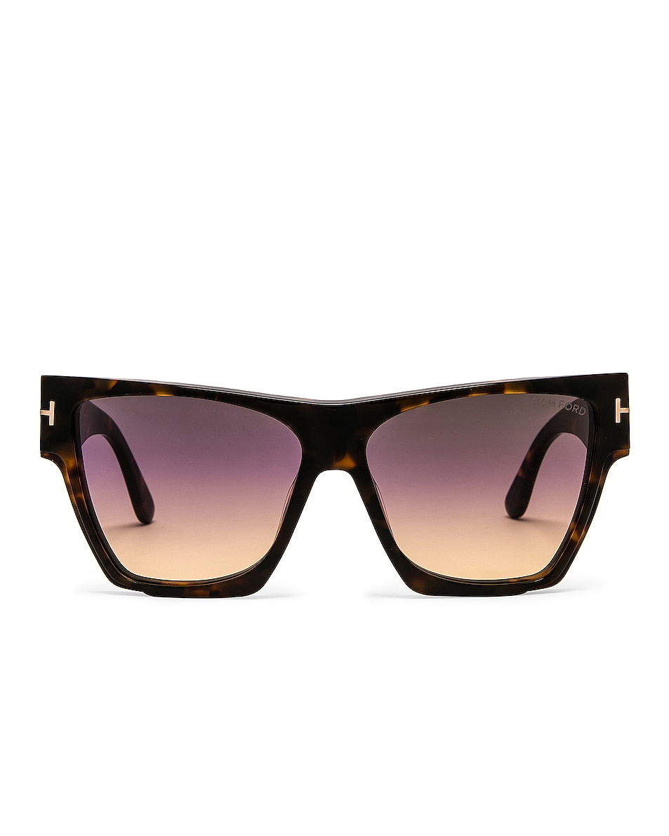 Image 1 of TOM FORD Dove Sunglasses in Shiny Vintage Havana & Gradient Smoke Pink