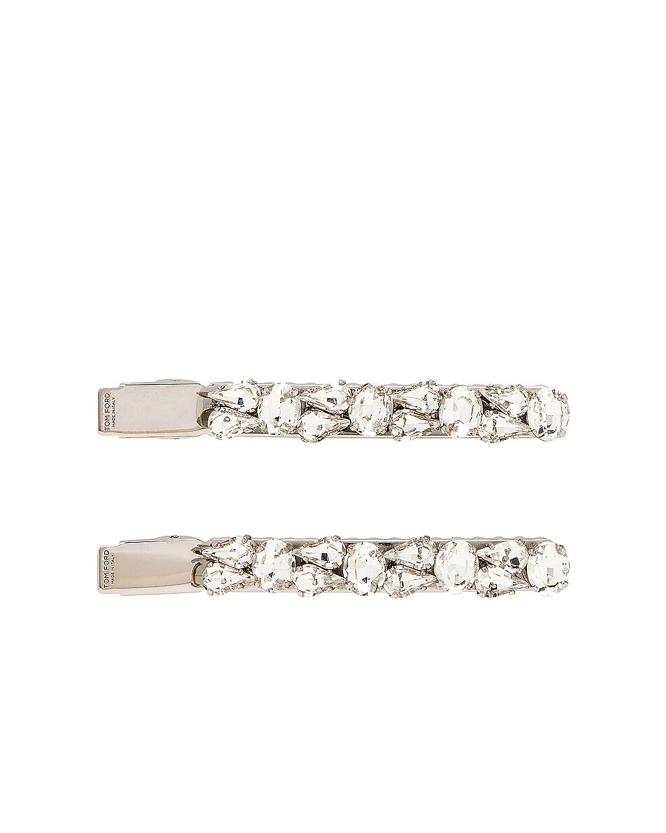 Image 1 of TOM FORD Crystal Hair Clip in Palladium & Crystal