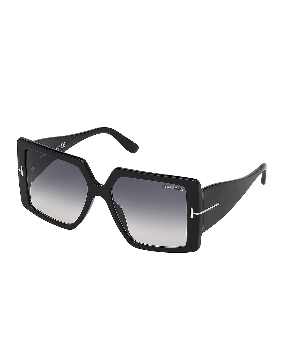 Image 1 of TOM FORD Quinn Sunglasses in Shiny Black & Gradient Smoke Lens