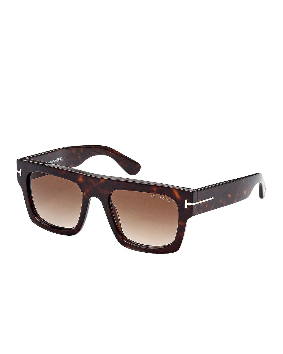 Image 1 of TOM FORD Fausto Sunglasses in Shiny Dark Havana & Gradient Brown