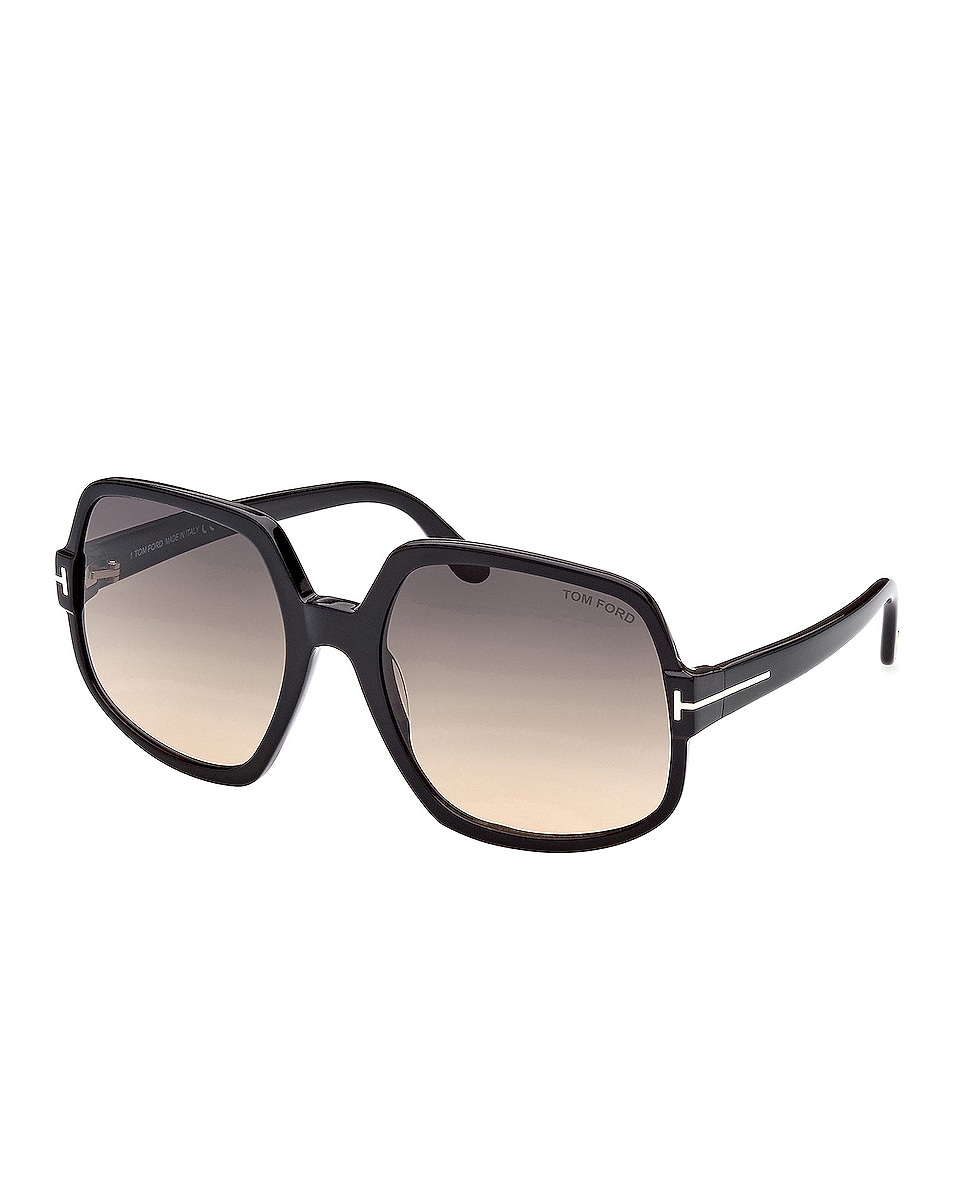 Image 1 of TOM FORD Delphine Sunglasses in Shiny Black & Gradient Smoke
